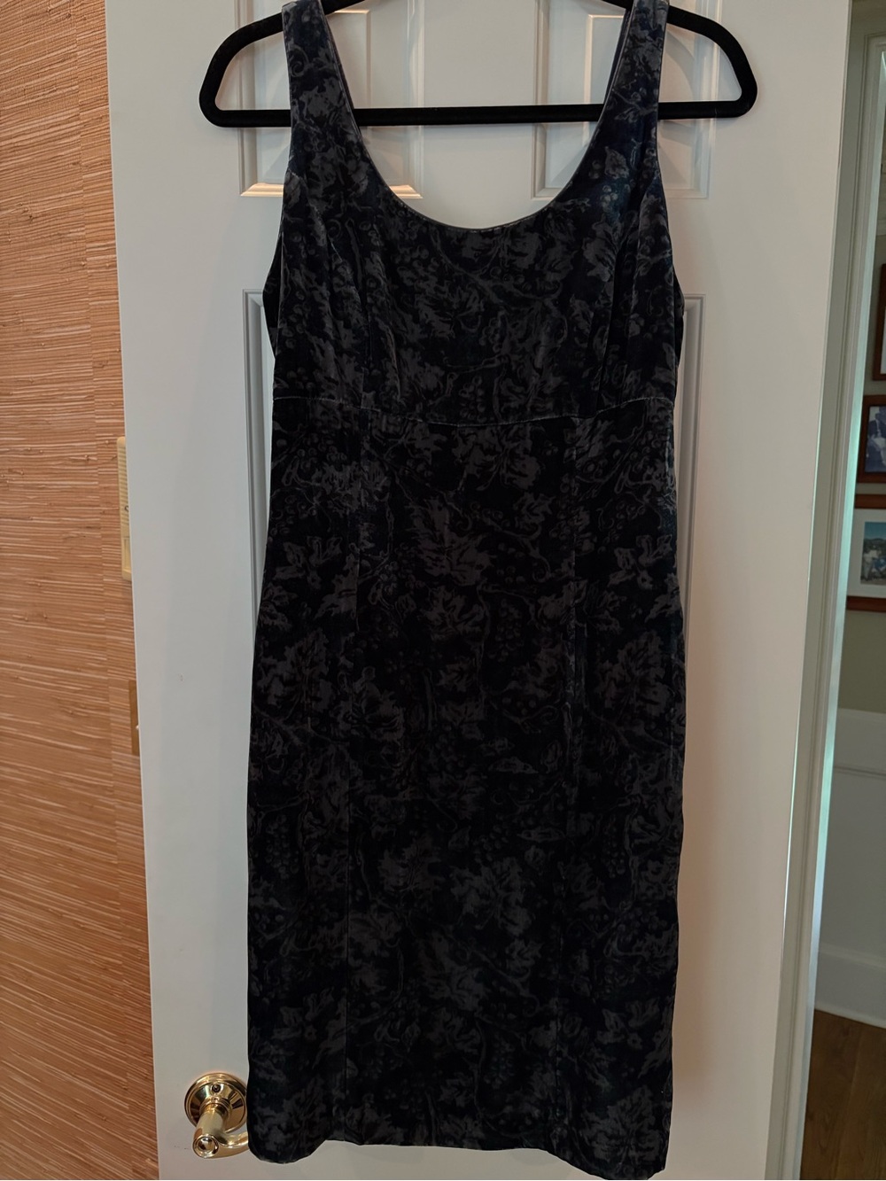 Peruvian Connection Black Floral Velvet Sheath Dress